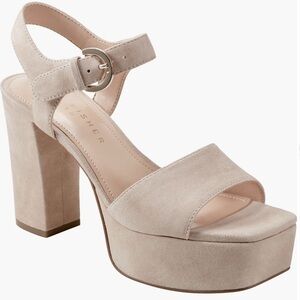 Marc Fisher LTD Cinthia Platform Sandals Women’s 8.5 Light Beige Suede NWT